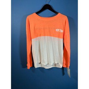 Popular - Women's Orange/White New York Themed Long Sleeve Top - Size S * New wi